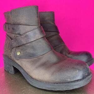 Clarks Mansi Calla Brown Leather Wrap Strap Moto Ankle Boot US 8